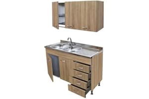 Arredobagno e Cucine Mobile cucina rovere cm120, cassettiera dx, lavello inox, scolapiatti e pensile