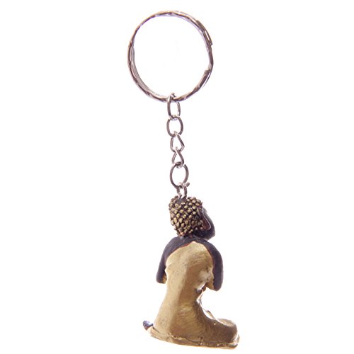Portachiavi con Buddha Tailandese in Oro e Marrone in resina - 5