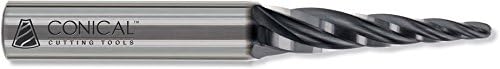 Conical Tool Company AX-609C-BE 0.5° Carbide Tapered End Mill - 3 Flute x 3/8'' Tip x 0.4143'' Large Diameter x 1/2'' Shank x 2 1/4'' Length of Cut x 4 1/2'' Overall Length w/ Ball End