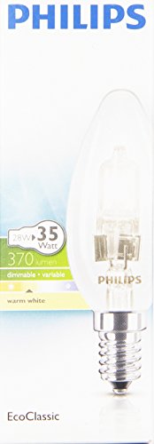 Philips 25265120 EcoClassic 30 E14 B35 Brilliantes Halogenlicht 28W in Kerzenform, klar