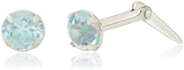 Sterling silver 3mm round sky blue topaz Andralok stud earrings / Gift box