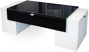 Berlioz Creations Lucky Table Basse Noir Brillant/Blanc 123 x 55 x 42 cm
