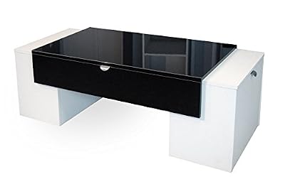 Berlioz Creations Lucky Table Basse Noir Brillant/Blanc 123 x 55 x 42 cm