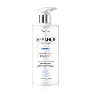 Dermafique Intensive Restore Body Serum, 300 ml - Body Lotion for Dry Skin - Deeply Hydrates and moisturizes- with 10 X Vitamin E - Repairs Skin for Lasting Glow - Dermatologist Tested