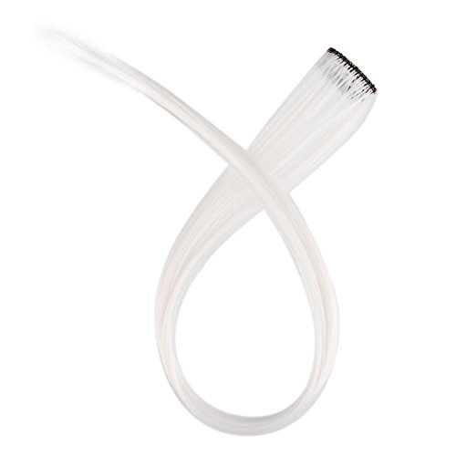 Beauty7 1 Pcs/pack Colored Clip-on In Hair Extensions Straight Wigs Hairpieces 20 Inches Long 20 Colors Options (001 white)