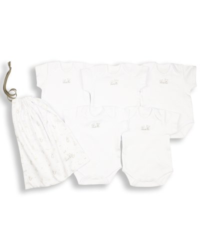 The Essential One - Pack of 5 White Bodysuits/Vests ESS2 (6-9 months)