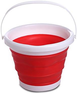 ZHEN Outdoor Tourism-fishing bucket of vehicle-mounted portable folding buckets , red