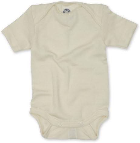 Cosilana - Baby Bodysuit Short Sleeve0-2 months (Height 18-22) (50/56), Natural, 70% Organic Merino Wool, 30% Silk