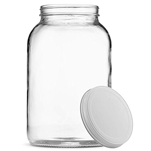 Paksh Novelty 1-Gallon Glass Jar Wide Mouth with Airtight Metal Lid - USDA Approved BPA-Free Dishwasher Safe Mason Jar for Fermenting, Kombucha, Kefir, Storing and Canning Uses, Clear
