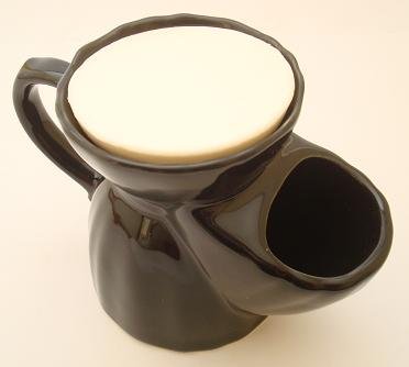 Pottery Shaving mug with soap tablet, black