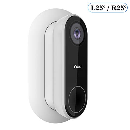 Gelink Wall Plate with L25°/R25°Wedge for Nest Hello Doorbell, Plastic Wall Mount Bracket Cover Wedge Kit [works with Original 15°Adjustable Wedge](White)