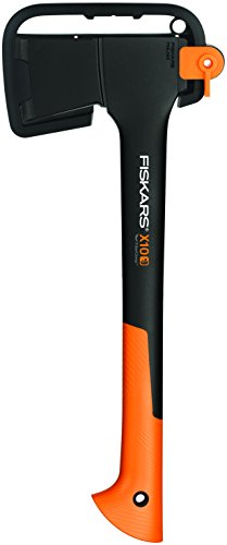 Fiskars Universalaxt, Inklusive Klingen- und Transportschutz, Länge 44 cm, Antihaftbeschichtet, Hochwertige Stahl-Klinge/Glasfaserverstärkter Kunststoff-Stiel, Schwarz/Orange, X10-S, 1015619 - 2