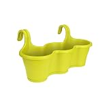 Carga máxima: 3 kg. elho Corsica Easy Hanger Trio Jardinero balcón, Verde Lima, 53.5x27.1x41 cm