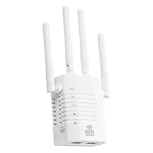 Homgee 1200M s WiFi WiFi Signal Amplifier 2.4GHz 5GHz Dual Frequency Wireless Signal with 4 Antennas White EU Plug