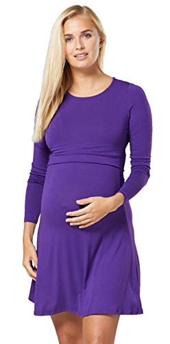 Zeta Ville - Premamá Vestido de Lactancia Efecto 2 en 1 Capa - para Mujer - 128c (Púrpura, 38-40, M)