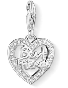 Thomas Sabo Damen-Charm-Anhänger Herz Beste Freunde Charm Club 925 Sterling Silber weiß 1307-051-14
