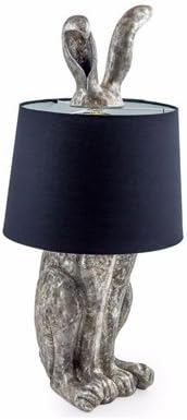 Contemporary Heaven Antique Silver Rabbit Ears Lamp Black Shade (H77 x W36 x D36 cm)