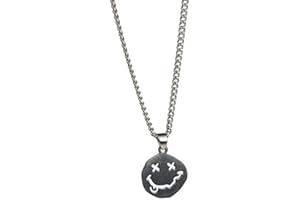 DUTACK Kpop Halskette mit Smiley-Gesicht, Teenager, Gothic, Hip-Hop, Mädchen, Kette, Smiley-Anhänger, Halskette für Damen und Herren, Gothic-Paar-Schmuck, Edelstahl