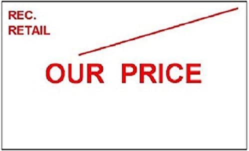 CT7 26mm x 16mm Price Gun Labels - printed 'Our Price' -Peelable Adhesive - Red Text - 10 Rolls / 10,000 Labels