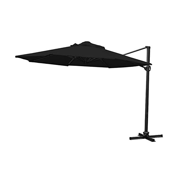 ParaShade Outdoor Furniture 3.5m Round Crank & Tilt Black / Anthracite Frame Cantilever Aluminium Garden Parasol