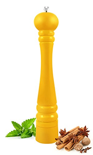 Pfeffermühle Salzmühle in 14 FARBEN Gewürzmühle Hochglanz 32cm MADE IN EU (Gelb) - 2
