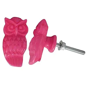 2 Pieces Shabby Chic Knobs | Resin Door Knobs for Dresser Drawers | Pink Drawer Pulls With Backplate | Owl Furniture Handle |4.06 cm Knobs