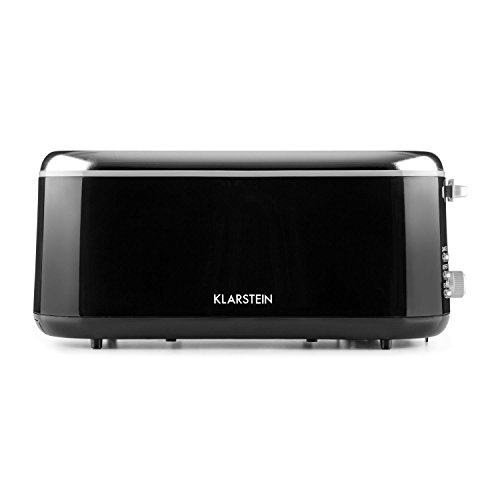 Klarstein Elox Toaster Langschlitztoaster (1300 Watt, 7 Bräunegrade, 4 Toasts gleichzeitig, Retro-Look, Auftau- / Aufback-Funktion) schwarz - 4