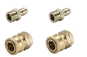 Nirali Quick Connect Adapter Fittings for Pressure Washer Hose Pipe M22 x 15 (Set of 2 Male and 2 Female)