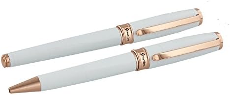 Stratton Roller Ball &amp; Ballpoint Pen Set - White &amp; Copper