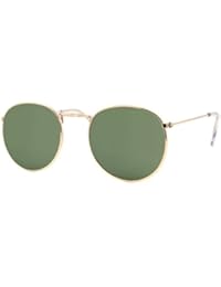 Cheapass Gafas de Sol Plateadas Redondas Gafas Marrones Espejos Verde Retro Unisexo