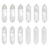 Olycraft 12pcs Natural Quartz Crystal White Quartz Point Hexagonal Crystal Double Terminated Points Wands No Hole Quartz Pendants Gemstone Point Decor For Diy Crafts Necklace Jewelry Making