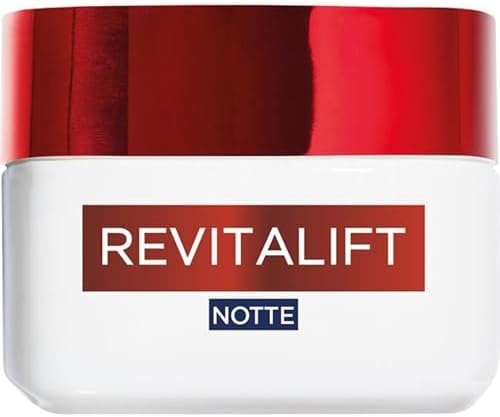 L'Oréal Paris Crema Viso Notte Revitalift, Per Tutti i Tipi di Pelle, Azione Rassodante, Pelle Rimpolpata e Idratata, Arricchita con Elasti-Peptidi e Pro-Retinolo, 50 ml