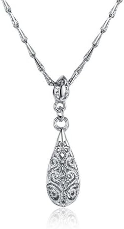 Luxury Filigree Heart Teardrop 3D Necklace “Love Tear” Wedding Jewelry Gift For Mon Girl Friend