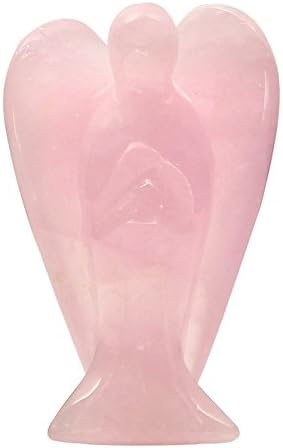 Hand Carved Pink Rose Quartz Angel Pocket Mini Figurine Pocket Guardian India
