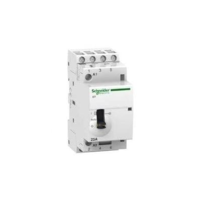 Schneider Electric A9C21833 iCT contacteur à commande manuelle, Acti9, 25 A, 3NO, 230-240VCA, 50 Hz, Blanc