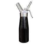 Animato Siphon professionnel 500 ml en aluminium pour crème fouettée, avec douilles en acier inoxydable, argent et noir, e-book de recettes offert, brosses de nettoyage, garanti à vie