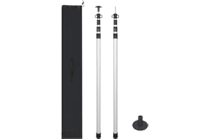 REDCAMP Lot de 2 mâts de Tente télescopiques, poteaux de Tente en Aluminium réglables Robustes, Barres de Camping d’Extension 230/320cm avec Capuchon de Protection pour Porche à auvent de bâche