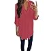 Produktbild Frauen Casual Einfarbig Langarm V-Neck Shirt T-Shirt Top Damen Casual Chiffon Langarm V-Ausschnitt Shirt T-Shirt Bluse(Rot,EU/50CN/3XL)