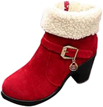Fashion Womens Short Boots Winter Platform Flock Fold-Down Warm High Heel Snow Boots