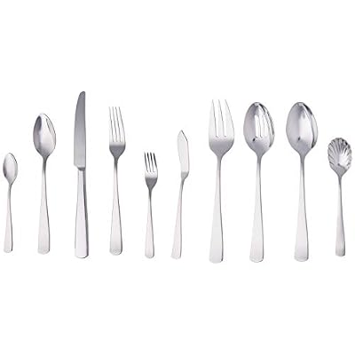 AmazonBasics Service de 45 couverts en acier inoxydable avec bord carré Pour 8 personnes