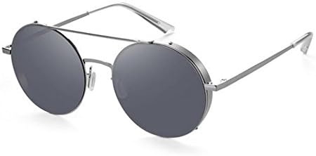 GOUQIN Sunglasses New Offset Optical Sunglasses Retro Classic Driver Mirror, Gun Box/Black Gray Film