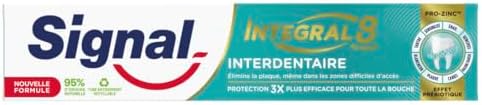 SIGNAL - Dentifricio Integral 8 Interdentale Effetto Prebiotico - Protezione Completa 3x più efficace - 95% di ingredienti di origine naturale - 75ml