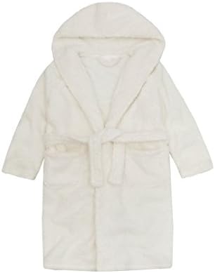 Girls Super Thick Lurex Thread Dressing Gown Twinkly Sparkle Hooded Robe (Cream, 2-3)
