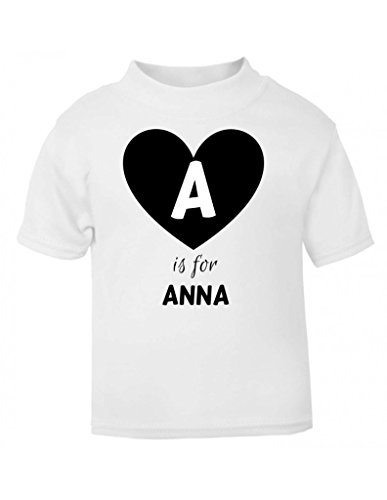 Heart Letter Is For Name Cute Personalised Any Name Any Text Custom Kids T Shirt 2-3 YEARS WHITE Toddler Sizes Childrens Top