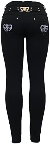 New Womens Black Butterfly Heart Crown Buckle Embroidery Skinny Slim Fit Jegging Jeans Legging UK Size 8-16 (20, Black Heart)