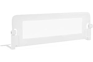 RELAX4LIFE Barrera Seguridad Niños Cama Plegable 105/120/150cm, Barandilla Cama Niño Abatible de Metal y Tela Oxford con Malla Transpirable para Camas Individuales y Dobles (Blanco, 120x40x42cm)