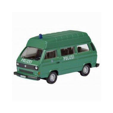 Preisvergleich Produktbild VW T3 Hochdachbus, Polizei, grün, Modellauto, Fertigmodell, Schuco 1:87