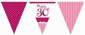 Creative Party M108 Pink 30th Birthday Paper Flag Bunting-1 Pc