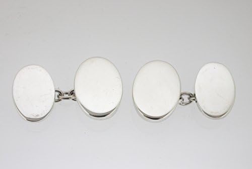 SOLID STERLING SILVER OXFORD DOUBLE OVAL CUFFLINKS / CUFF LINKS (Engravable)