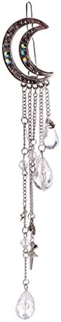 SKYlive Hair Pin, Brown Moon Jewelry Rhinestone Hairpin Hair Clip (silver)
